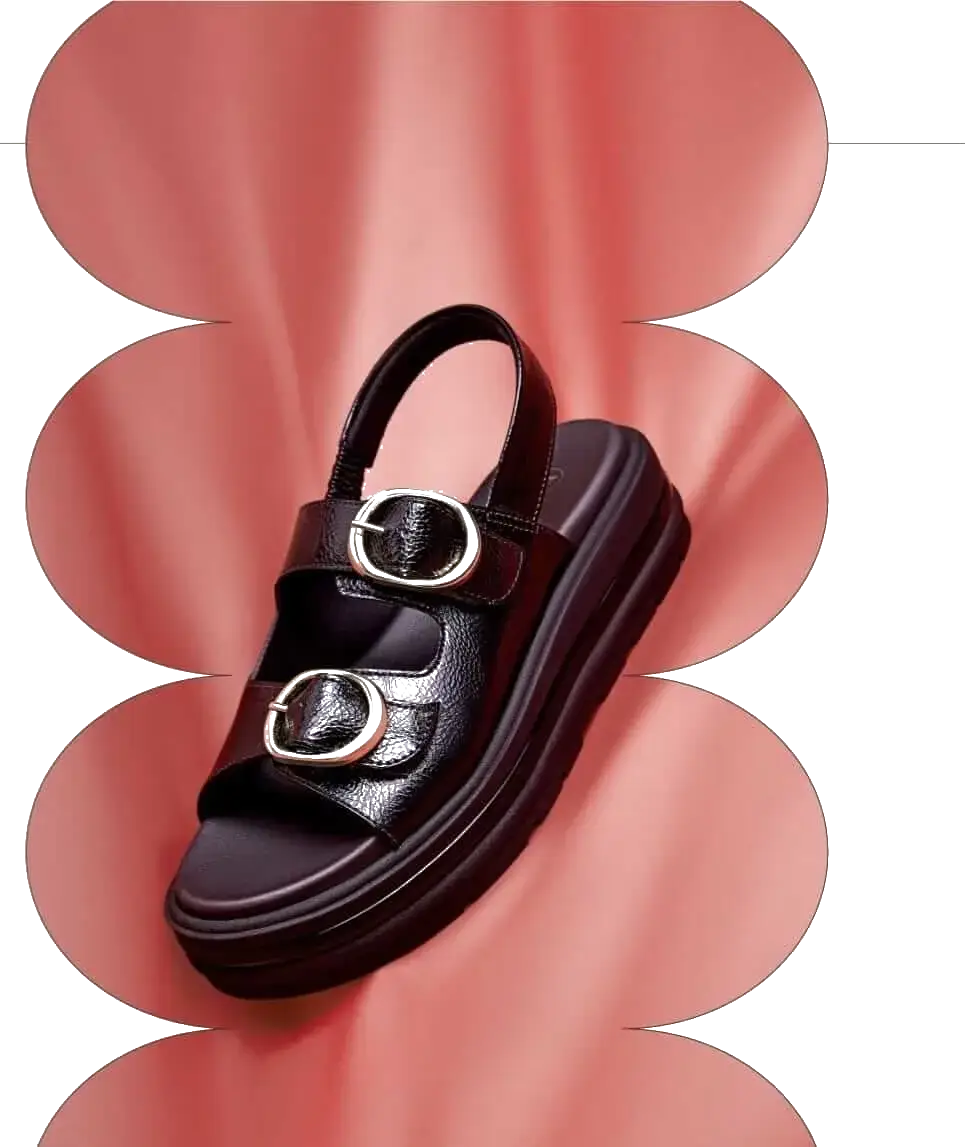 black sandals on a stylised background